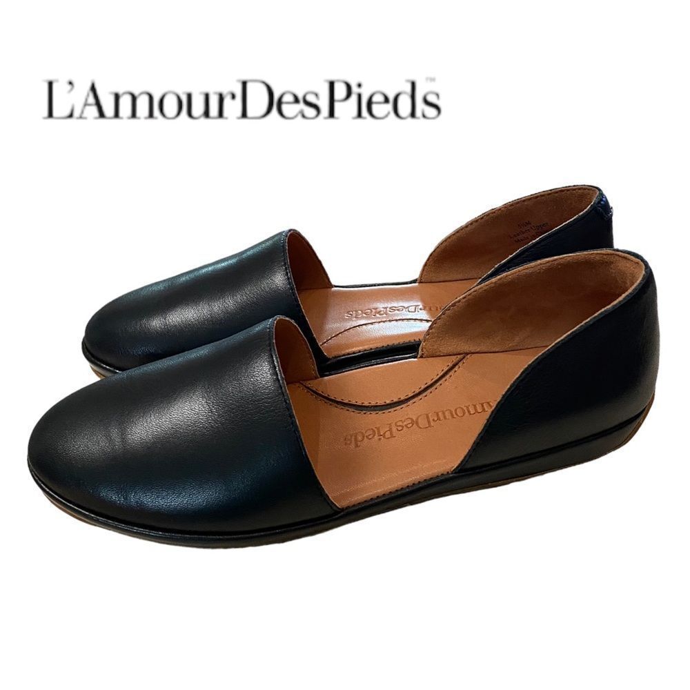 L'AmourDesPieds Yemina Black Lamba Leather Slip-on Flats with Box 5.5